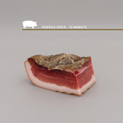 Riserva Speck Mittelstück – 100 % italienisches Schweinefleisch, 12 Monate gereift, traditionell geräuchert