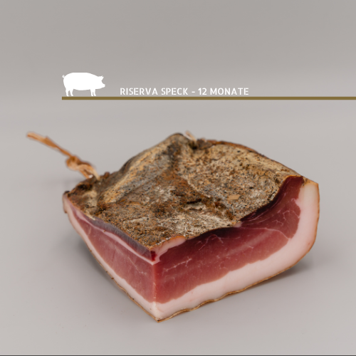 Riserva Speck Eckstück – 100 % italienisches Schweinefleisch, 12 Monate gereift, traditionell geräuchert